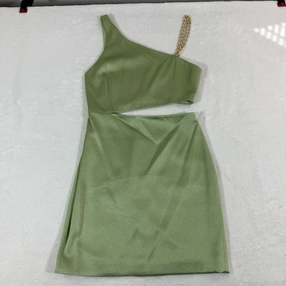 NWT Alice + Olivia Revolve Women's Green One-Shoulder Cutout Karoline Dress 2 - Picture 8 of 15